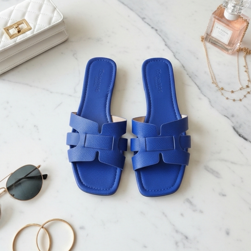 Royal Blue Crisscross Slide Sandals | EU 42
